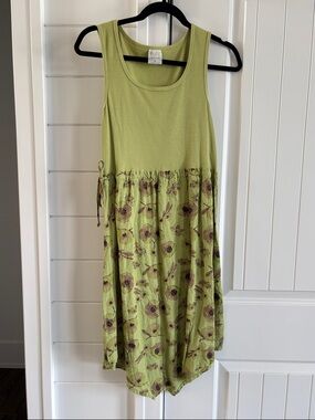 Click by Color Me Cotton Lime Green Floral Midi Tank Dress